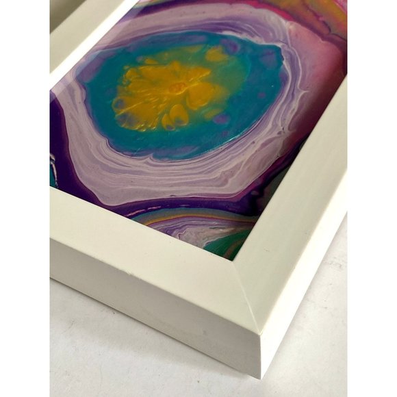 Original Art “Kaleidoscope Sun” Mixed Media Artwork Painting Framed 8"x6" - Picture 3 of 5